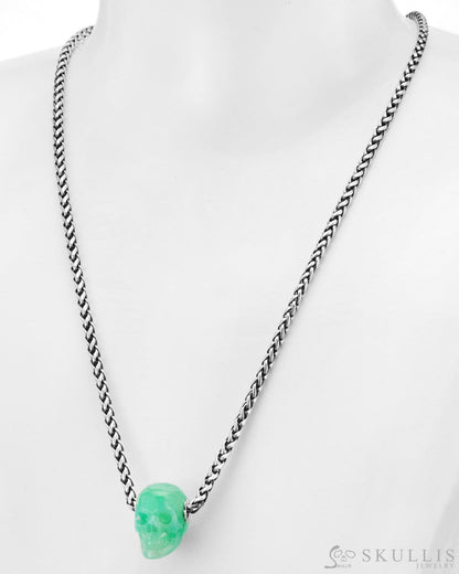 Gem Skull Pendant Necklace Of Chrysoprase Carved Skull Skull Pendants