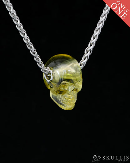 Skullis Signature Citrine Gem Skull Pendant or Necklace Hand Carved Sterling Silver 925 Chain for Women & Men - 9500202