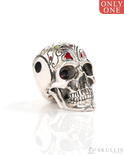 Skullis Signature Cloisonné with 925 Sterling Silver Skull Pendant or Necklace Hand Carved for Women & Men - Y9900374