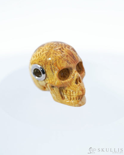 Skullis Signature Coral Fossil Gem Skull Pendant or Necklace Hand Carved for Women & Men - 0500002 Skull Pendants