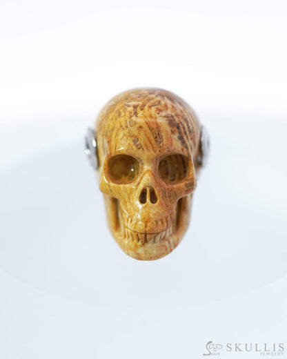 Skullis Signature Coral Fossil Gem Skull Pendant or Necklace Hand Carved for Women & Men - 0500002 Skull Pendants