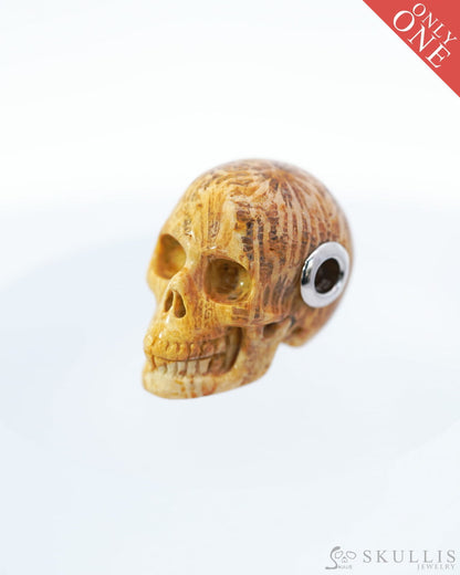 Skullis Signature Coral Fossil Gem Skull Pendant or Necklace Hand Carved for Women & Men - 0500002 Skull Pendants