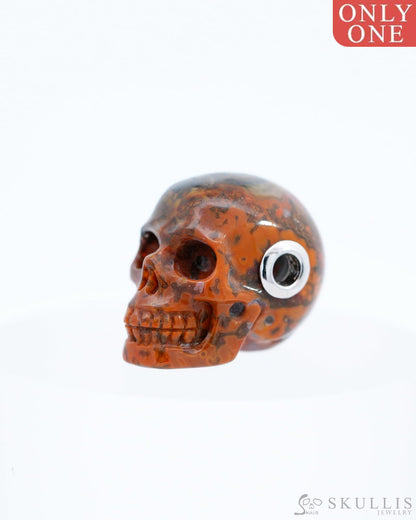 Skullis Signature Empire Red Agate Gem Skull Pendant Or Necklace Hand Carved Sterling Silver 925