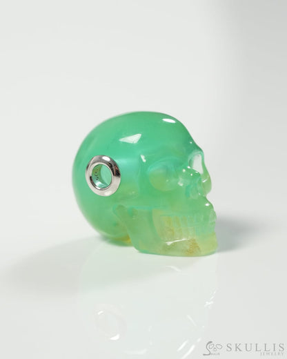 Skullis Signature Fluorite Gem Skull Pendant or Necklace Hand Carved Sterling Silver 925 Chain for Women & Men 9800285