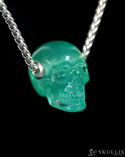 Skullis Signature Fluorite Gem Skull Pendant or Necklace Hand Carved for Women & Men Skull Pendants