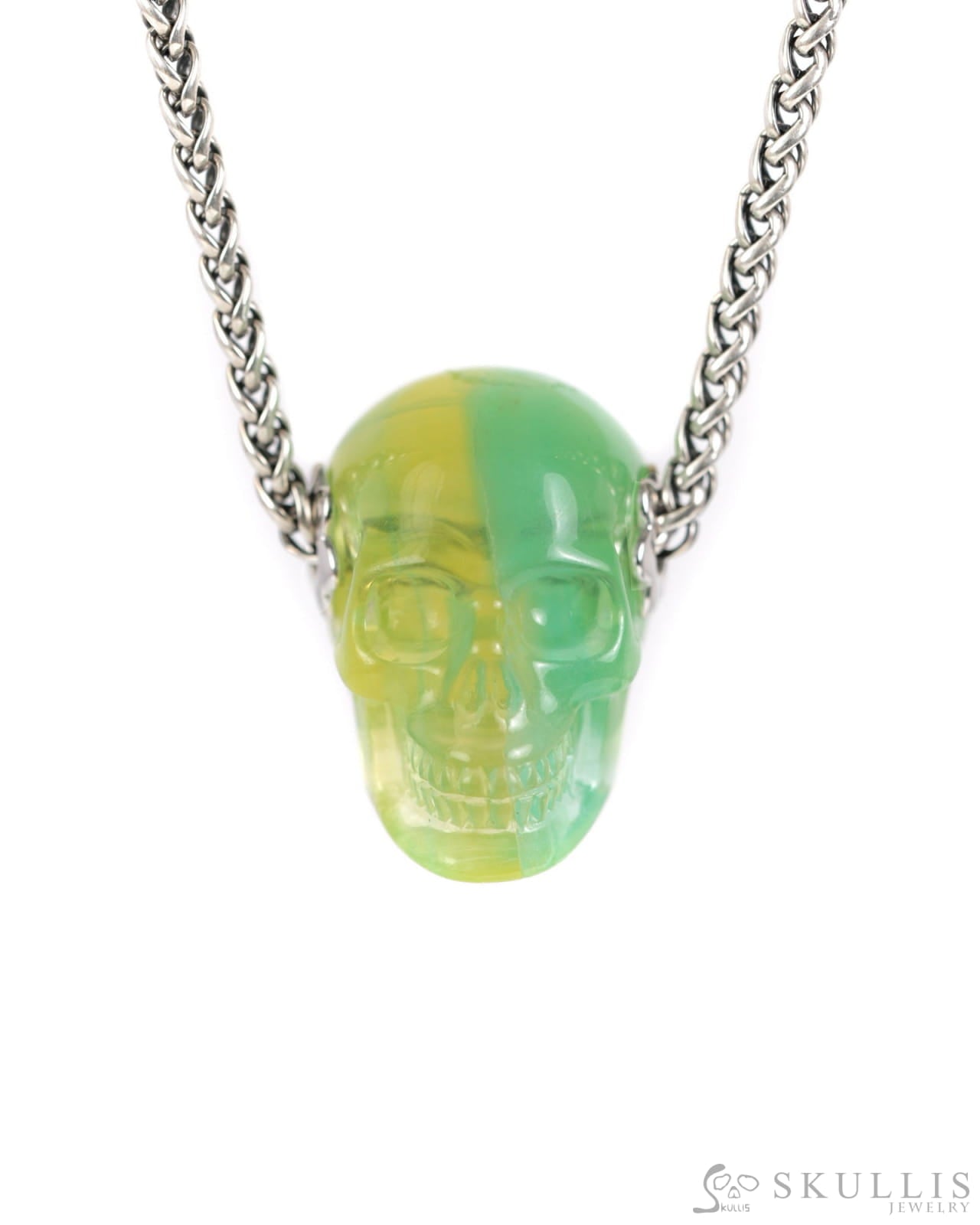 Skullis Signature Fluorite Gem Skull Pendant or Necklace Hand Carved for Women & Men - ZR19900003 Skull Pendants
