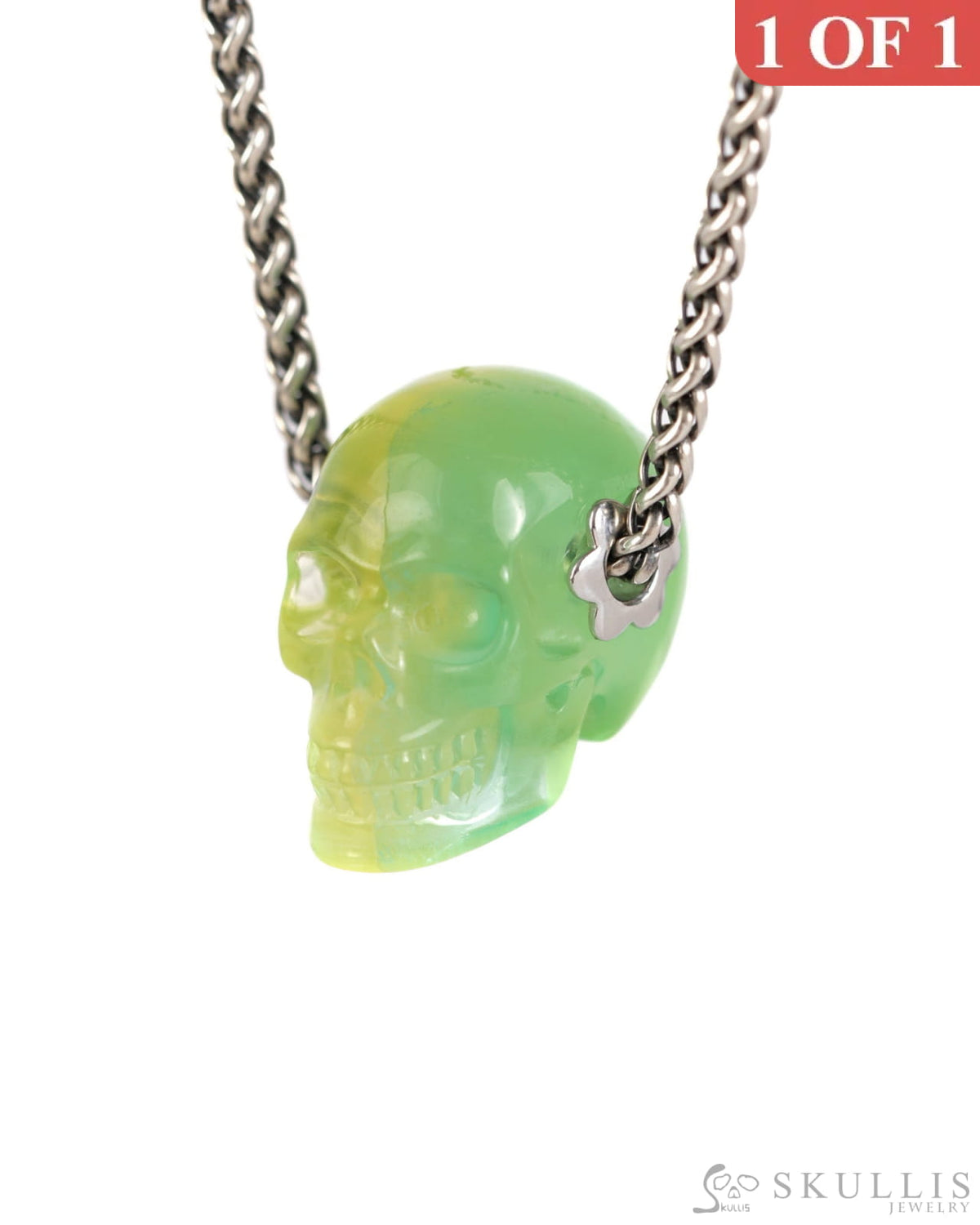 Skullis Signature Fluorite Gem Skull Pendant or Necklace Hand Carved for Women & Men - ZR19900003 Skull Pendants