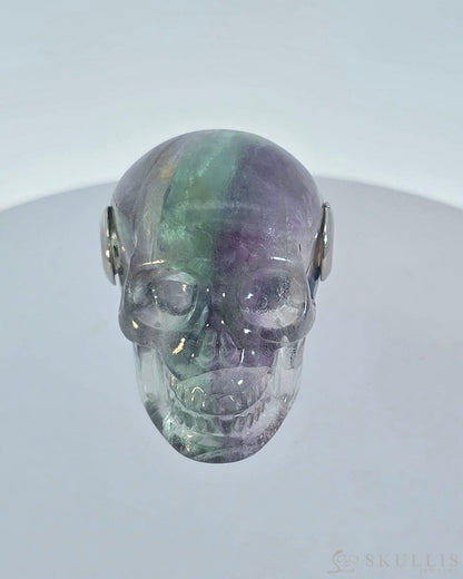 Skullis Signature Fluorite Gem Skull Pendant Or Necklace Hand Carved Sterling Silver.925 Chain For