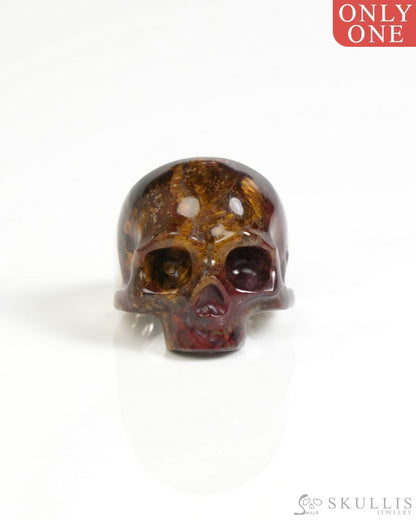 Skullis Signature Gem Skull Ring of Pietersite Carved Skull Sterling Silver US size 10 - ZR19900056 Skull Rings