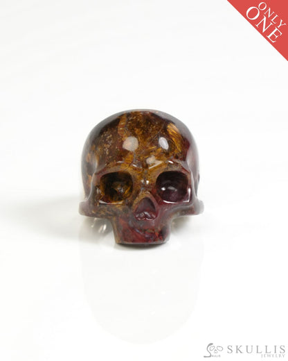 Skullis Signature Gem Skull Ring of Pietersite Carved Skull Sterling Silver US size 10 - ZR19900056 Skull Rings
