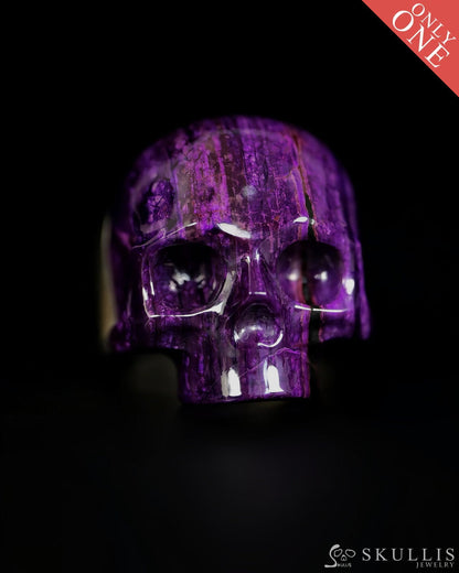 Skullis Signature Gem Jawless Skull Ring of Sugilite Carved Skull Sterling Silver US size 10 - 9500463 - Skull Rings
