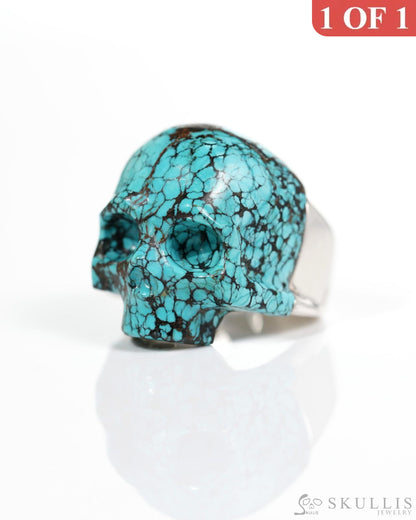 Gem Skull Ring of Turquoise Carved Skull in 925 Sterling Silver US size 11 - 4815037 Skull Rings