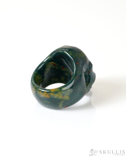 Gem Skull Ring of Bloodstone Carved Totally US Size 9 - 9800274 Skull Rings