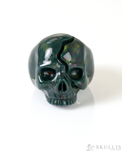 Gem Skull Ring of Bloodstone Carved Totally US Size 9 - 9800274 Skull Rings