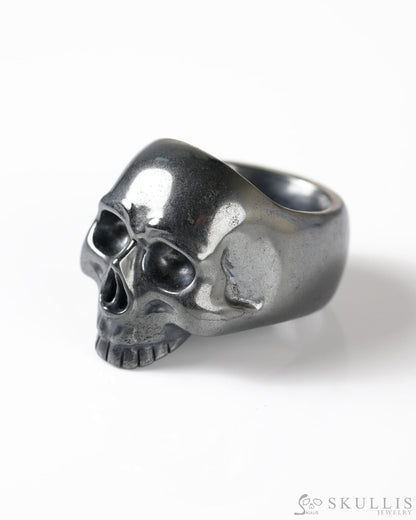 Gem Skull Ring of Hematite Carved Totally US Size 9 - 9800279 Skull Rings