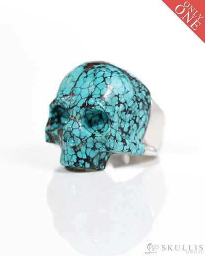 Gem Skull Ring of Turquoise Carved Skull in 925 Sterling Silver US size 11 - 4815037 Skull Rings