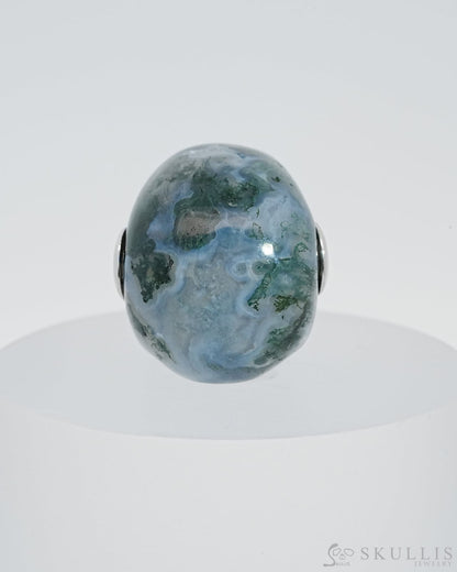 Skullis Signature Green Moss Agate Gem Skull Pendant Or Necklace Hand Carved Sterling Silver 925