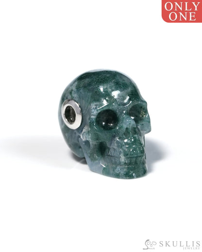 Skullis Signature Green Moss Agate Gem Skull Pendant or Necklace Hand Carved for Women & Men - ZR19900123 Skull Pendants