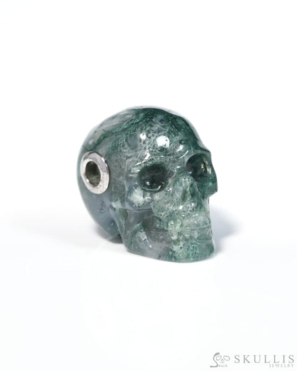Skullis Signature Green Moss Agate Gem Skull Pendant or Necklace Hand Carved for Women & Men - ZR19900125 Skull Pendants