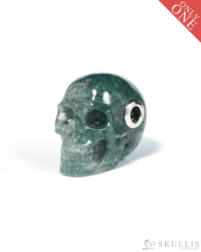Skullis Signature Green Moss Agate Gem Skull Pendant or Necklace Hand Carved for Women & Men - ZR19900125 Skull Pendants