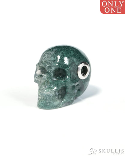 Skullis Signature Green Moss Agate Gem Skull Pendant or Necklace Hand Carved for Women & Men - ZR19900125 Skull Pendants