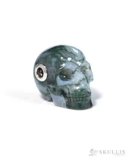Skullis Signature Green Moss Agate Gem Skull Pendant or Necklace Hand Carved for Women & Men - ZR19900126 Skull Pendants