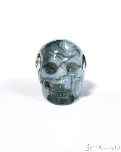 Skullis Signature Green Moss Agate Gem Skull Pendant or Necklace Hand Carved for Women & Men - ZR19900126 Skull Pendants