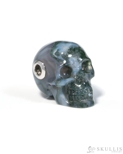 Skullis Signature Green Moss Agate Gem Skull Pendant or Necklace Hand Carved for Women & Men - ZR19900127 - Skull