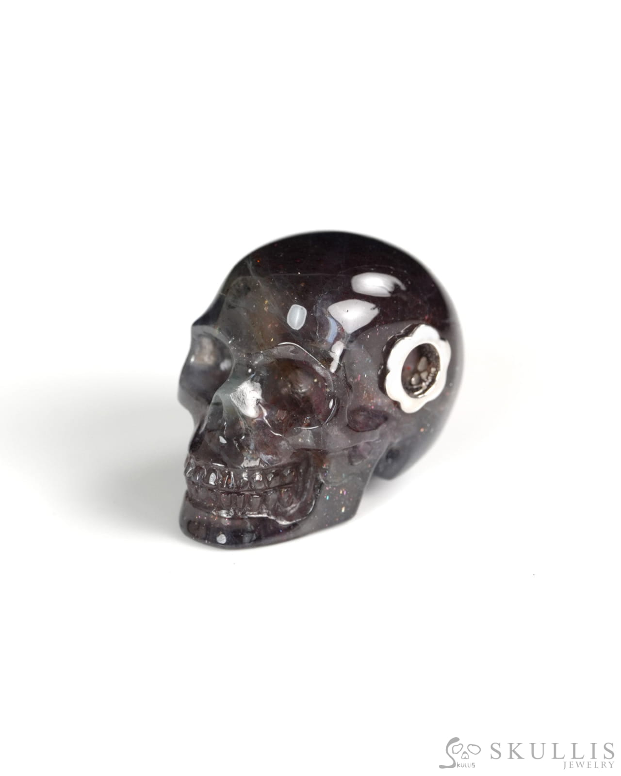 Skullis Signature Iolite Gem Skull Pendant or Necklace Hand Carved for Women & Men -Y9900421 - Skull Pendants
