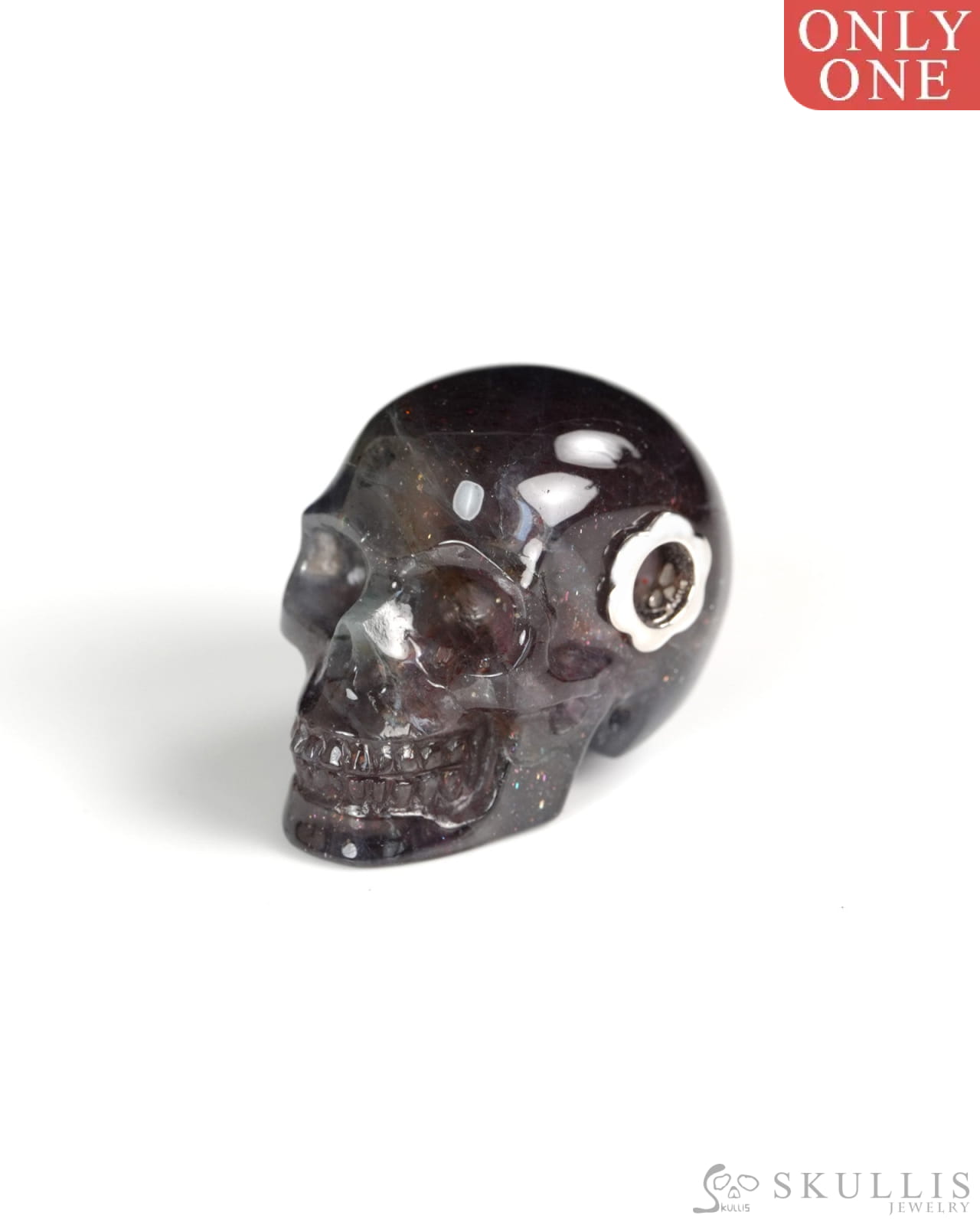 Skullis Signature Iolite Gem Skull Pendant or Necklace Hand Carved for Women & Men -Y9900421 - Skull Pendants