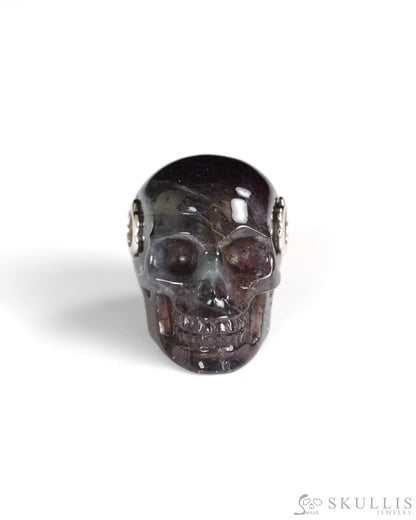 Skullis Signature Iolite Gem Skull Pendant or Necklace Hand Carved for Women & Men -Y9900421 - Skull Pendants