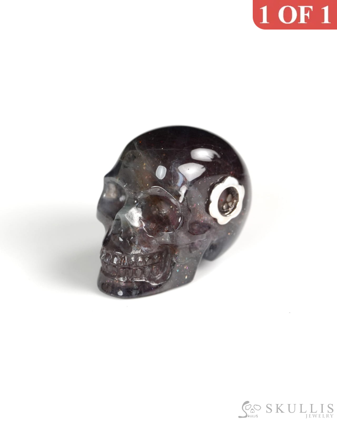 Skullis Signature Iolite Gem Skull Pendant or Necklace Hand Carved for Women & Men -Y9900421 - Skull Pendants