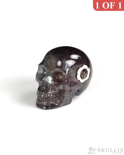 Skullis Signature Iolite Gem Skull Pendant or Necklace Hand Carved for Women & Men -Y9900421 - Skull Pendants