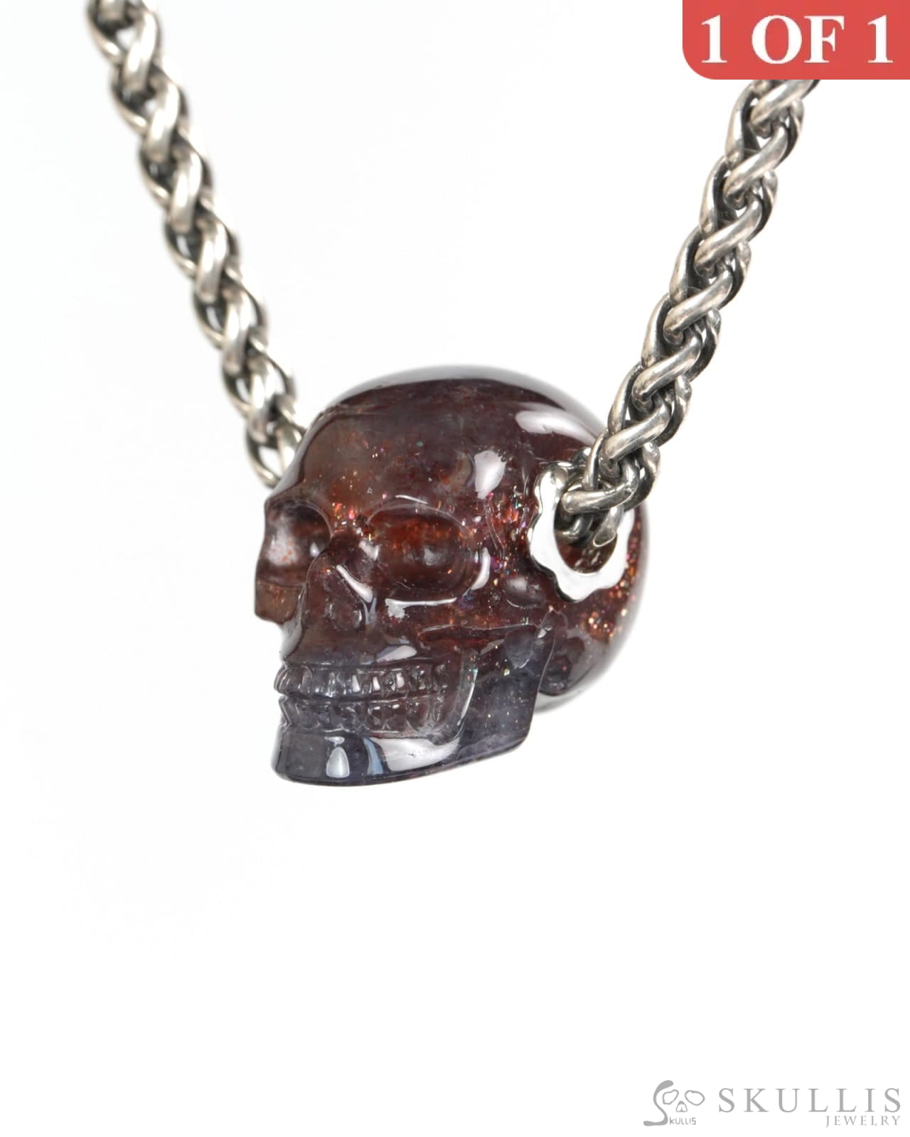 Skullis Signature Iolite Gem Skull Pendant or Necklace Hand Carved for Women & Men -Y9900422 - Skull Pendants