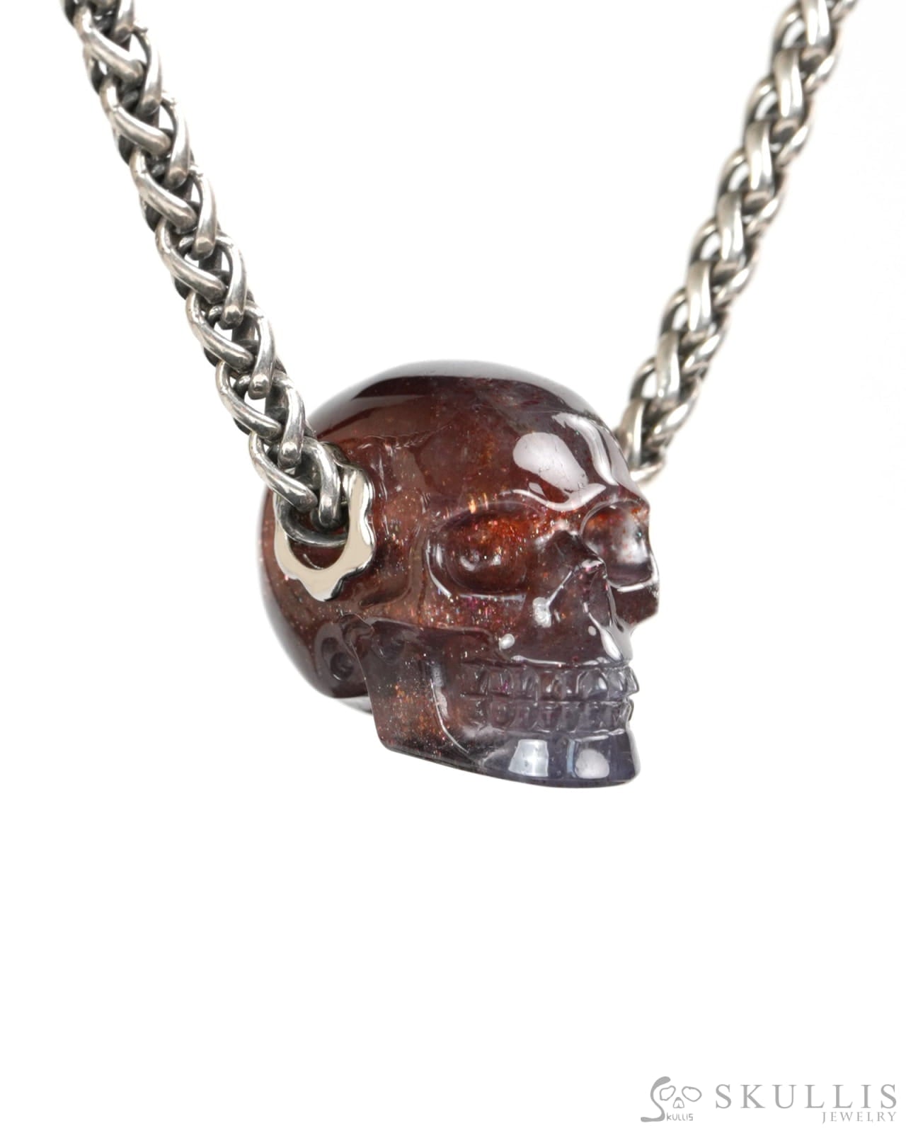 Skullis Signature Iolite Gem Skull Pendant or Necklace Hand Carved for Women & Men -Y9900422 - Skull Pendants