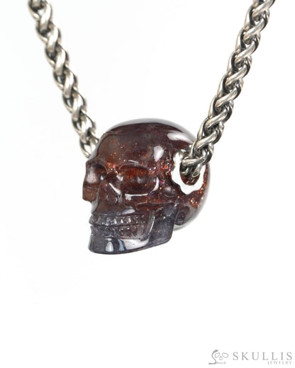 Skullis Signature Iolite Gem Skull Pendant or Necklace Hand Carved for Women & Men -Y9900422 - Skull Pendants