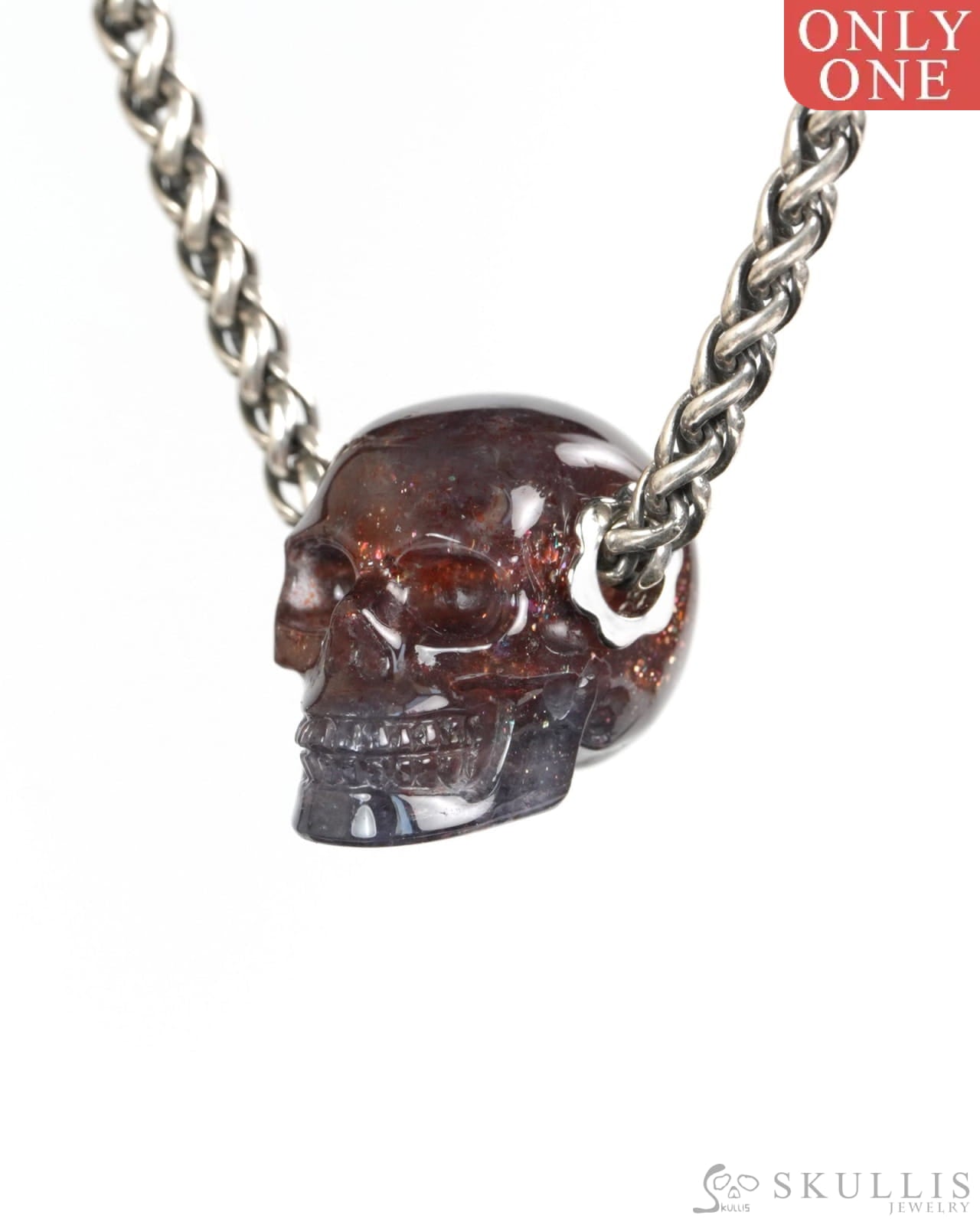 Skullis Signature Iolite Gem Skull Pendant or Necklace Hand Carved for Women & Men -Y9900422 - Skull Pendants