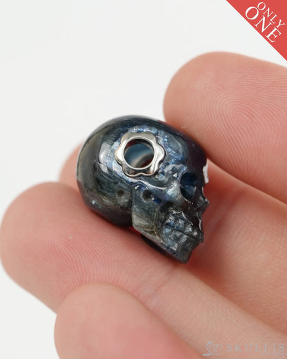 Skullis Signature Kyanite Gem Skull Pendant or Necklace Hand Carved for Women & Men - 9900432 - Skull Pendants