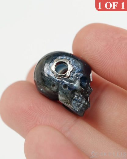 Skullis Signature Kyanite Gem Skull Pendant or Necklace Hand Carved for Women & Men - 9900432 - Skull Pendants