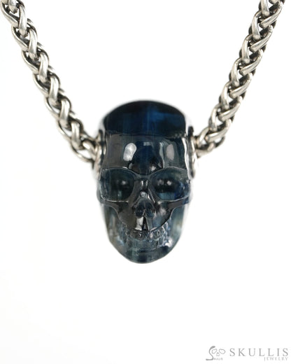 Skullis Signature Kyanite Gem Skull Pendant or Necklace Hand Carved for Women & Men - 9900432 - Skull Pendants
