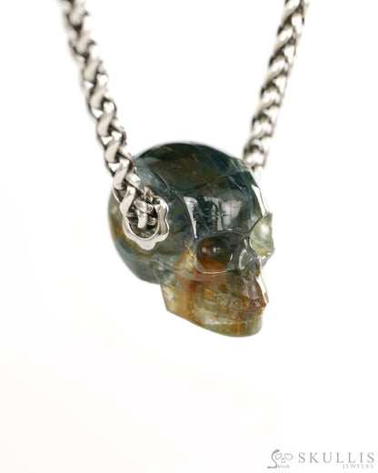 Skullis Signature Kyanite Gem Skull Pendant or Necklace Hand Carved for Women & Men - 9900433 - Skull Pendants