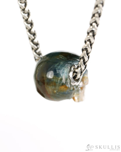Skullis Signature Kyanite Gem Skull Pendant or Necklace Hand Carved for Women & Men - 9900433 - Skull Pendants