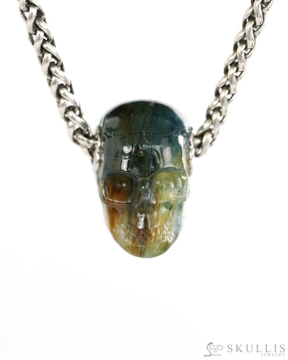 Skullis Signature Kyanite Gem Skull Pendant or Necklace Hand Carved for Women & Men - 9900433 - Skull Pendants