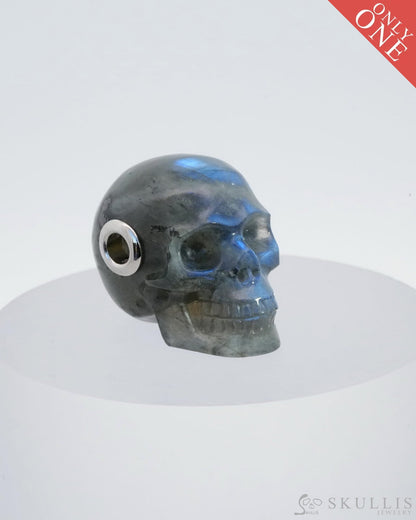 Skullis Signature Labradorite Gem Skull Pendant Or Necklace Hand Carved Sterling Silver 925 Chain