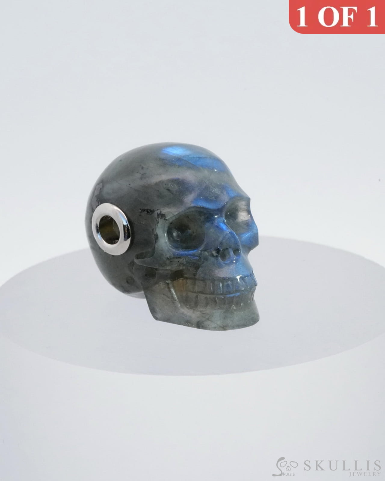 Skullis Signature Labradorite Gem Skull Pendant Or Necklace Hand Carved Sterling Silver 925 Chain