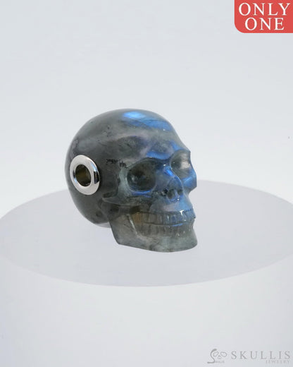 Skullis Signature Labradorite Gem Skull Pendant Or Necklace Hand Carved Sterling Silver 925 Chain