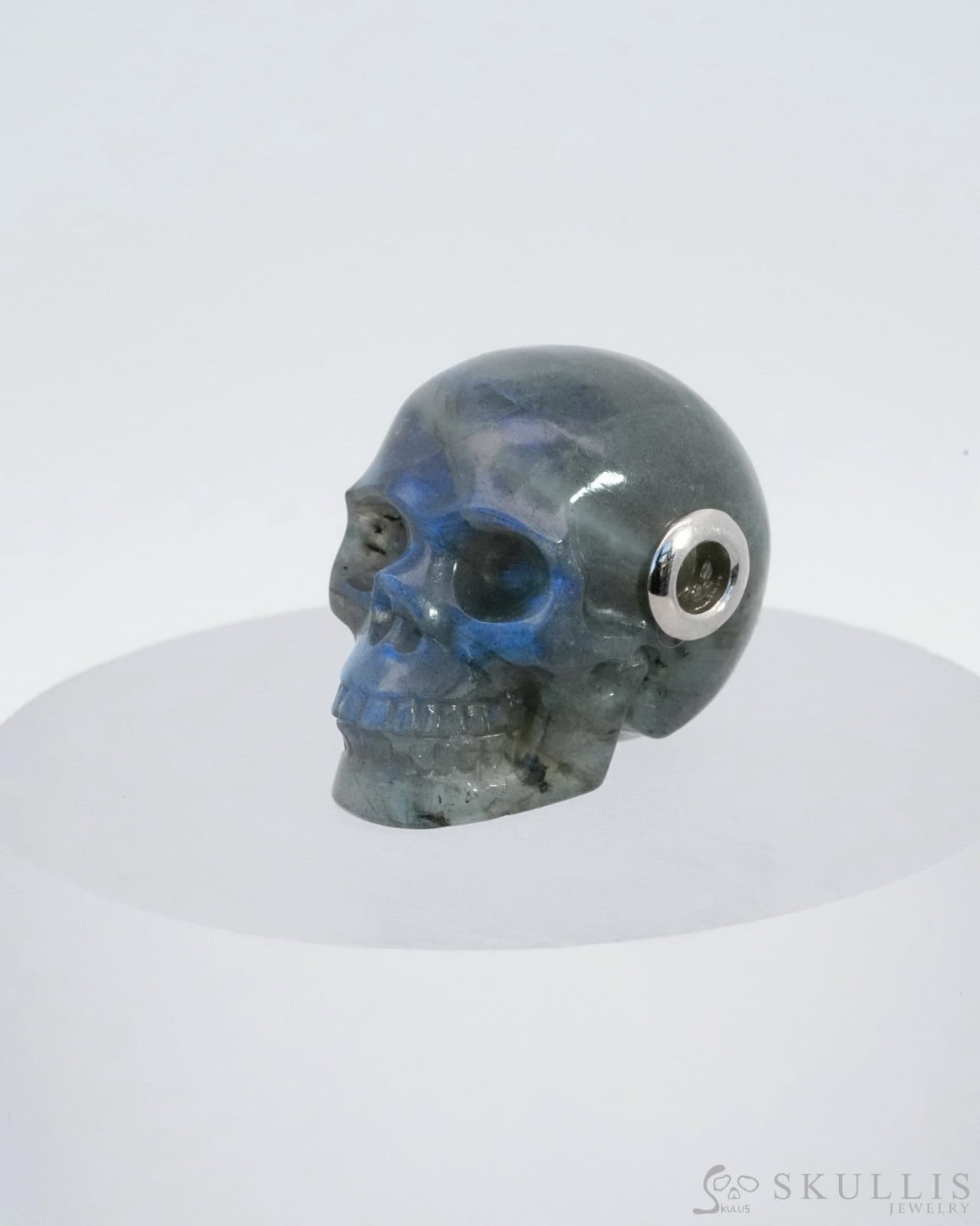 Skullis Signature Labradorite Gem Skull Pendant Or Necklace Hand Carved Sterling Silver 925 Chain