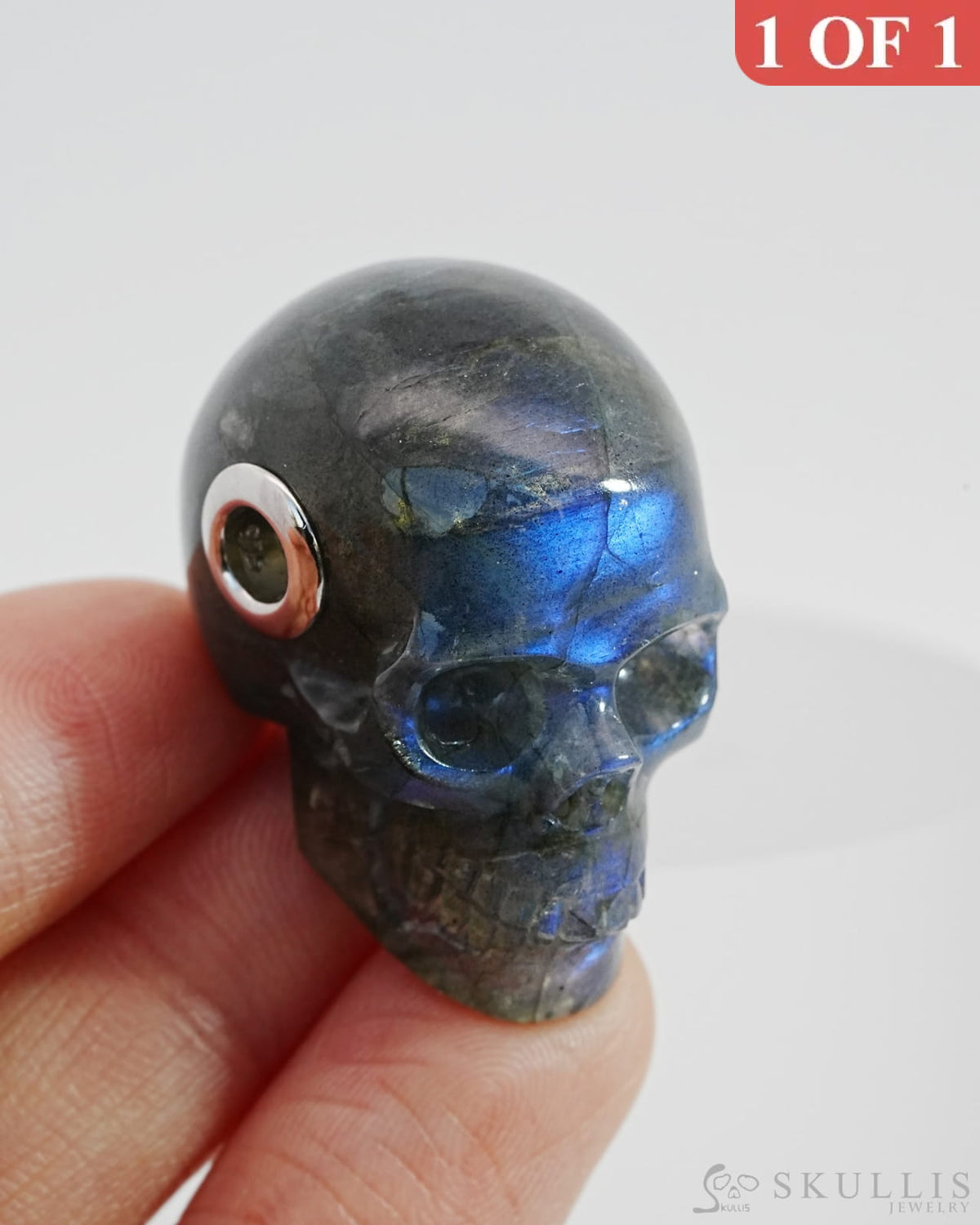 Skullis Signature Labradorite Gem Skull Pendant Or Necklace Hand Carved Sterling Silver 925 Chain