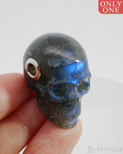 Skullis Signature Labradorite Gem Skull Pendant Or Necklace Hand Carved Sterling Silver 925 Chain