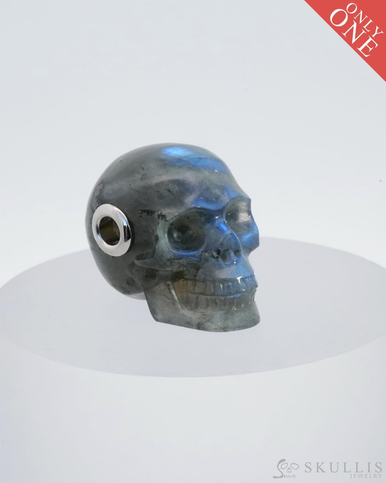 Skullis Signature Labradorite Gem Skull Pendant Or Necklace Hand Carved Sterling Silver 925 Chain